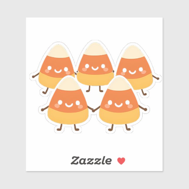 Sticker Kawaii Candy Corn Friends | Conception d'Halloween (Feuille)