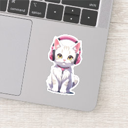 Sticker Kawaii Chat avec casque