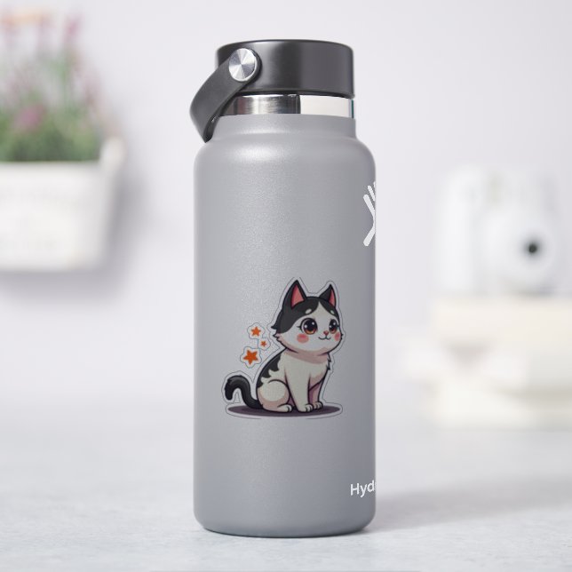 Sticker Kawaii Chat Chibi Noir & Blanc – Halloween (HydroFlask)