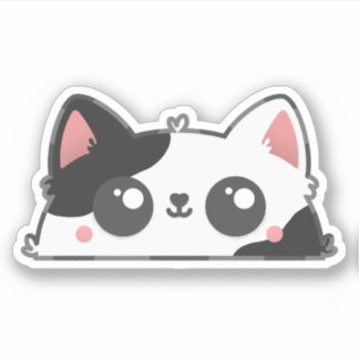 Sticker Kawaii Chat noir et blanc