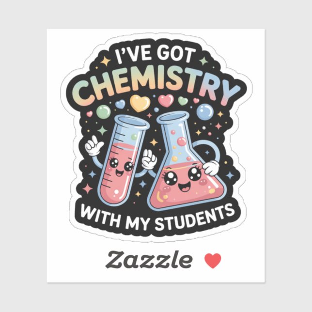 Sticker Kawaii Chemistry Teacher – Cute Beaker & Test Tube (Feuille)