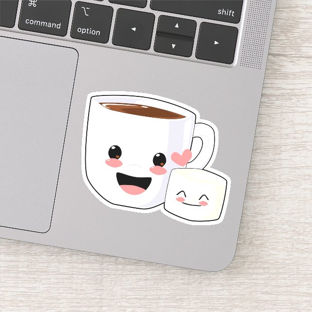 Sticker Kawaii Cocoa et Marshmallow (Détail)
