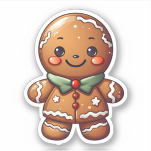 Sticker Kawaii Cute Christmas Gingerpain Cuit À L'Amour