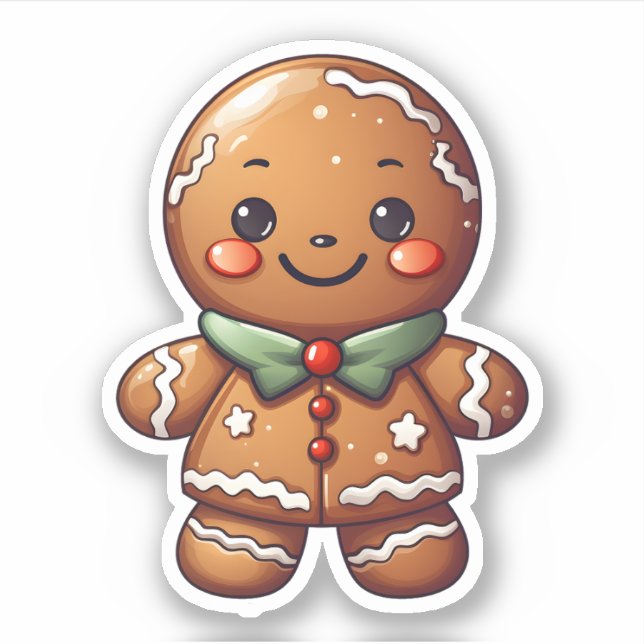 Sticker Kawaii Cute Christmas Gingerpain Cuit À L'Amour (Devant)
