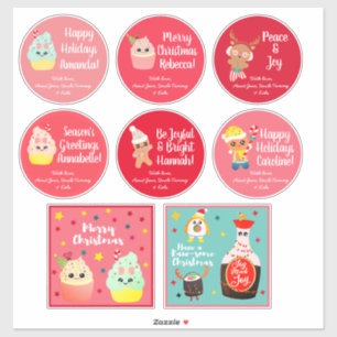 Sticker Kawaii de Noël couleur mignonne