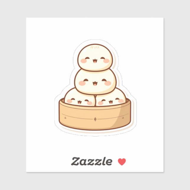 Sticker Kawaii Dim Sum Bamboo Steamer Dumplings (Feuille)