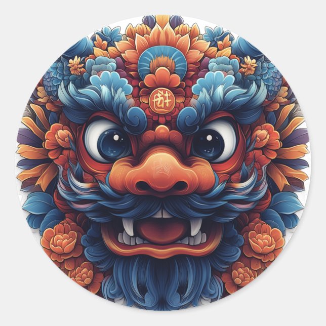 Sticker Kawaii Dragon Seal Patrimoine chinois (Devant)