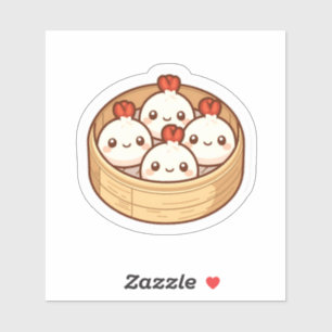 Sticker Kawaii Dumpling Panier en Bambou Art  