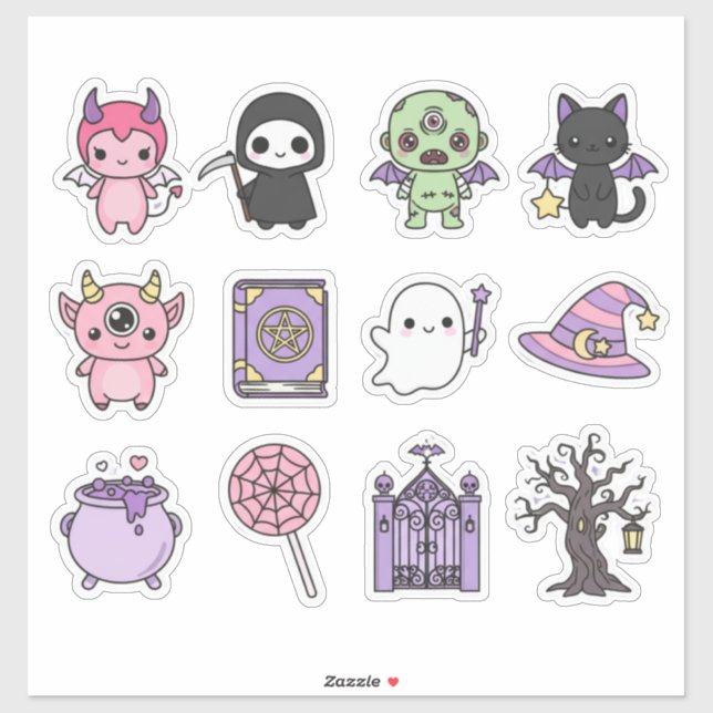 Sticker Kawaii Éffrayant & mignon Halloween Pack (Feuille)