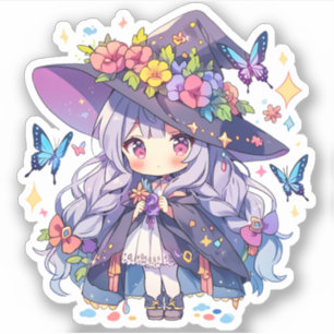 Sticker Kawaii Floral Loli Witch