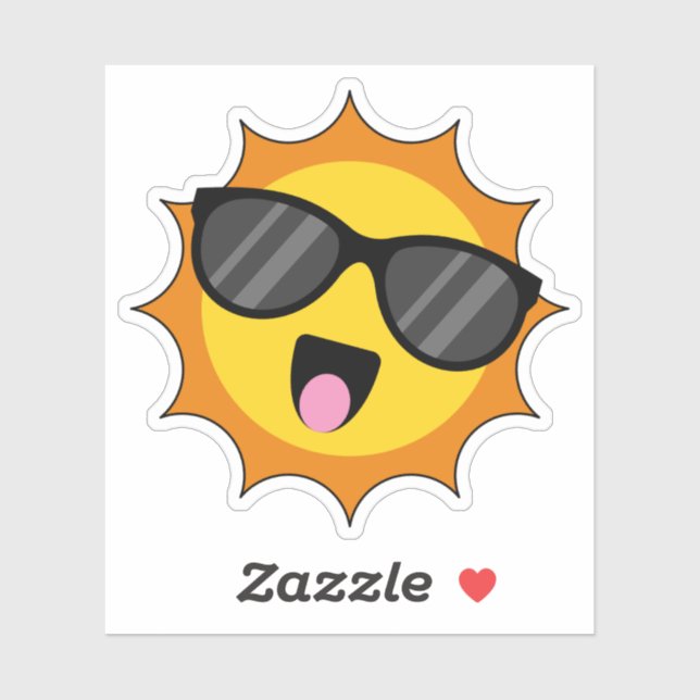 Sticker Kawaii Joyeux soleil avec lunettes de soleil (Feuille)