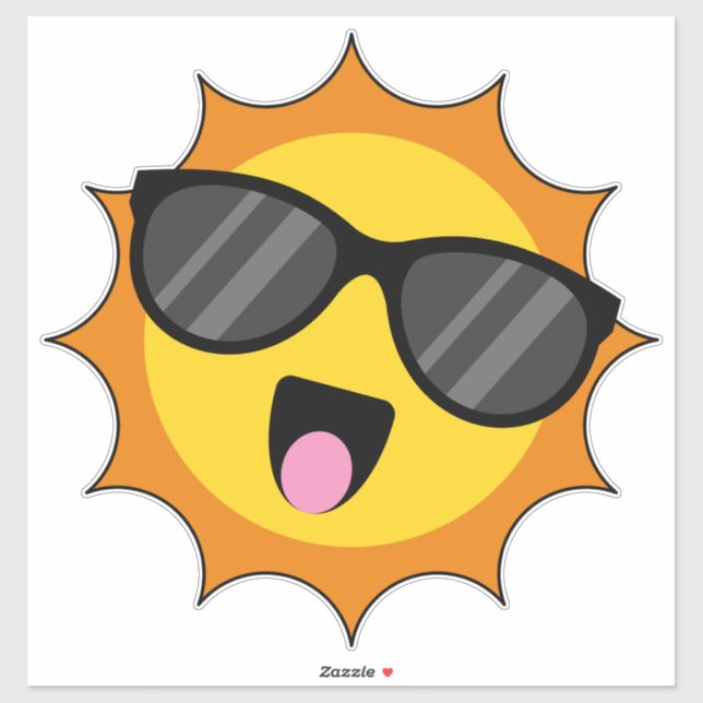 Sticker Kawaii Joyeux soleil avec lunettes de soleil (Feuille)