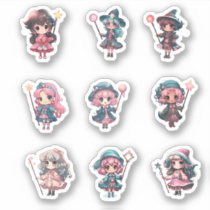 Sticker Kawaii mignonne fille magique
