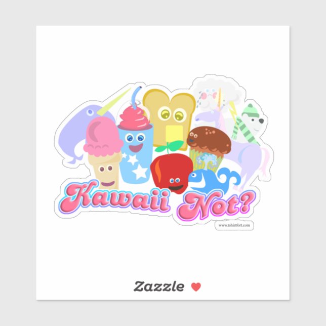Sticker Kawaii Not Slogan Happy Cute Caractères alimentair (Feuille)