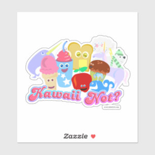 Sticker Kawaii Pas de slogan heureux Mignons Personnages d