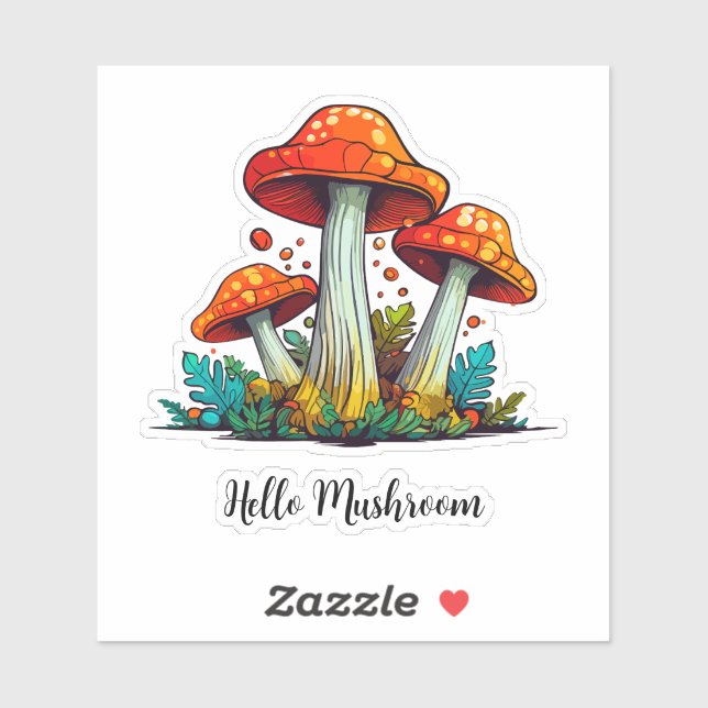 Sticker Kawaii personnalisé Hand dessiné Mushroom scrapboo (Feuille)