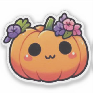 Sticker Kawaii Pumpkin Flower Crown - halloween fall