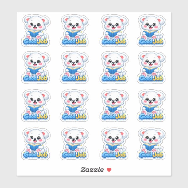 Sticker Kawaii Reading Progress Bear Good Job Teacher  (Feuille)