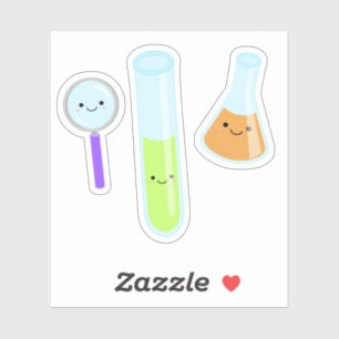 Sticker Kawaii Science Test Tube Beaker Magnifier le verre