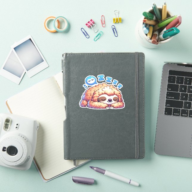 Sticker Kawaii Sleepy Sloth Napping Zzz Funny Lazy Animal (Couverture iPad)