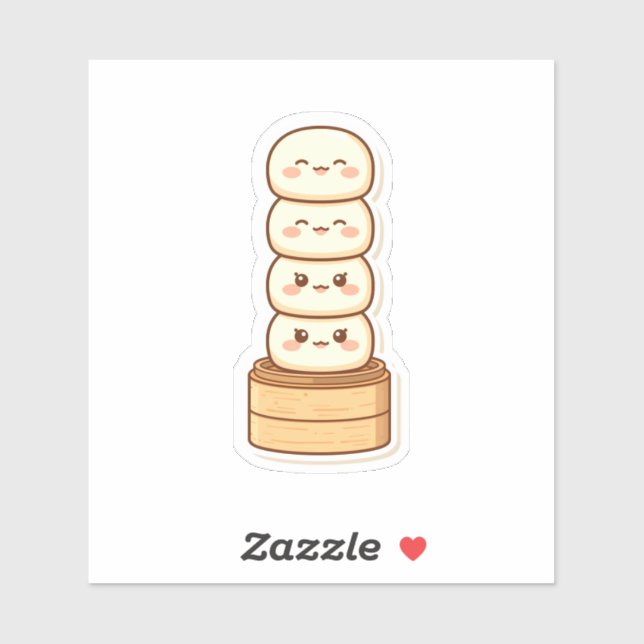 Sticker Kawaii Stacked Dumpling Bamboo Steamer (Feuille)