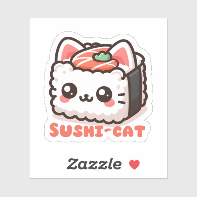 Sticker Kawaii Sushi-Cat Pun (Feuille)
