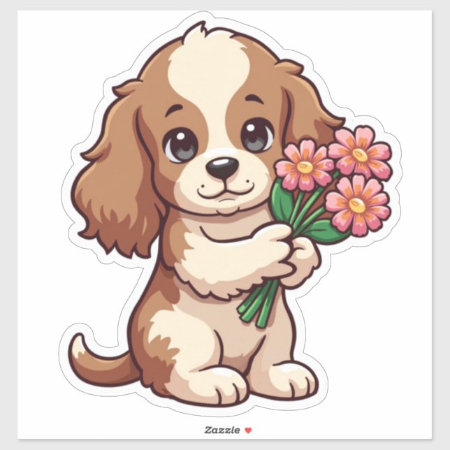 Sticker Kawaii Tasse-Tête Fleurs (Feuille)