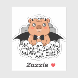 Sticker Kawaii Vampire Capybara - Cimetière Effrayant