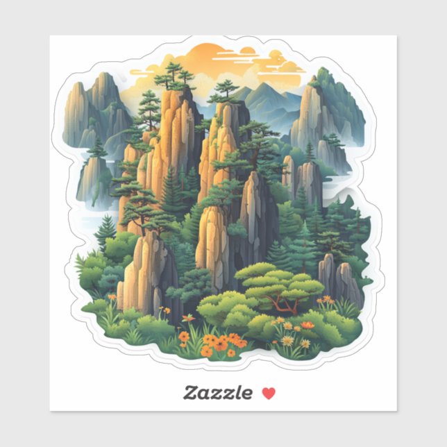 Sticker Kawaii Zhangjiajie Peak (Feuille)