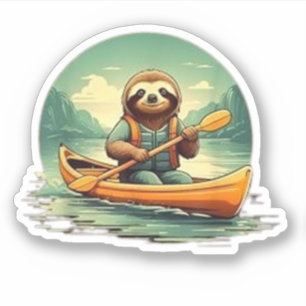 Sticker Kayak Paresseux Amoureux de Canoë Animaux Drôles V
