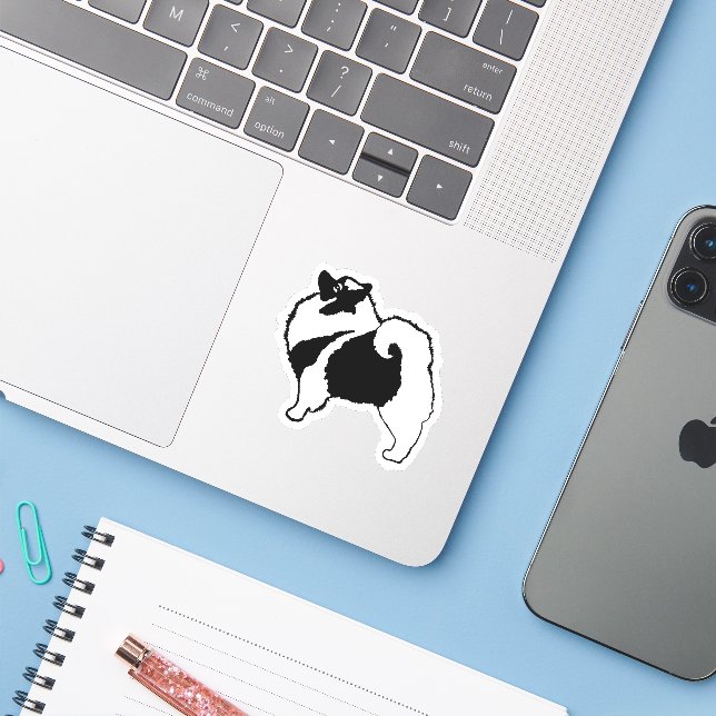 Sticker Keeshond Graphics - Cute Original Chig Art (Ordinateur portable avec iPhone)