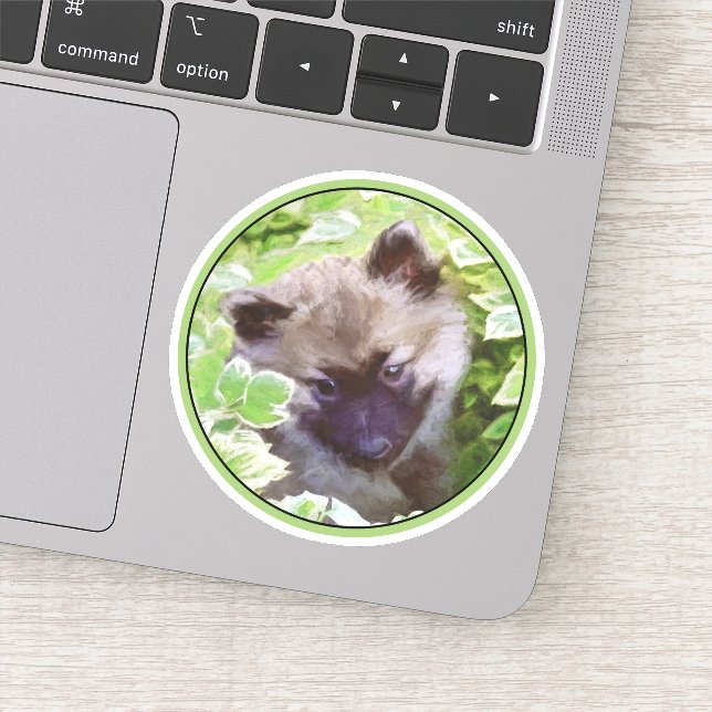 Sticker Keeshond Puppy in the Garden Peinture Art original (Détail)
