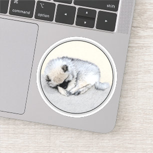 Sticker Keeshond Sleeping Puppy Peinture Chien Art origina