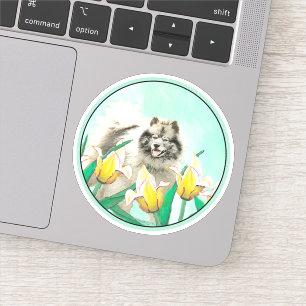 Sticker Keeshony in Tulips Peinture mignonne Original Chie