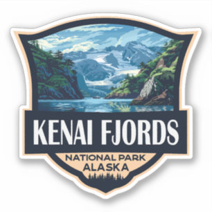 Sticker Kenai Fjords National Park Illustration Art rétro
