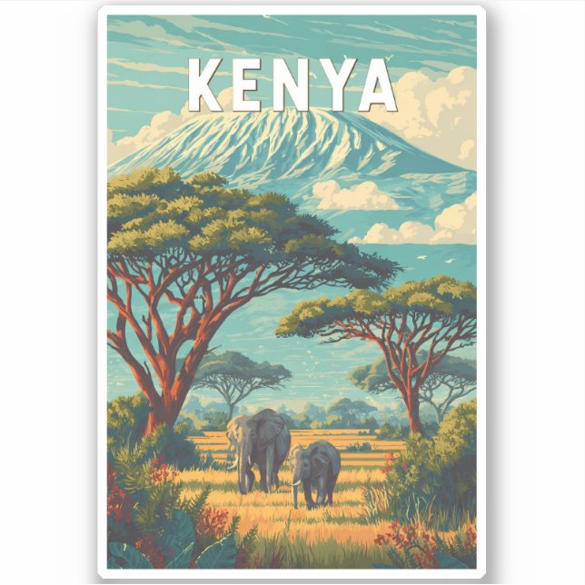 Sticker Kenya Illustration Travel Art Vintage (Devant)