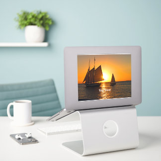 Sticker Key West, coucher de soleil et voiliers,