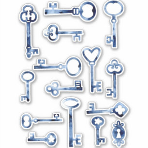 Sticker Keys Indigo bleu aquarelle peinture