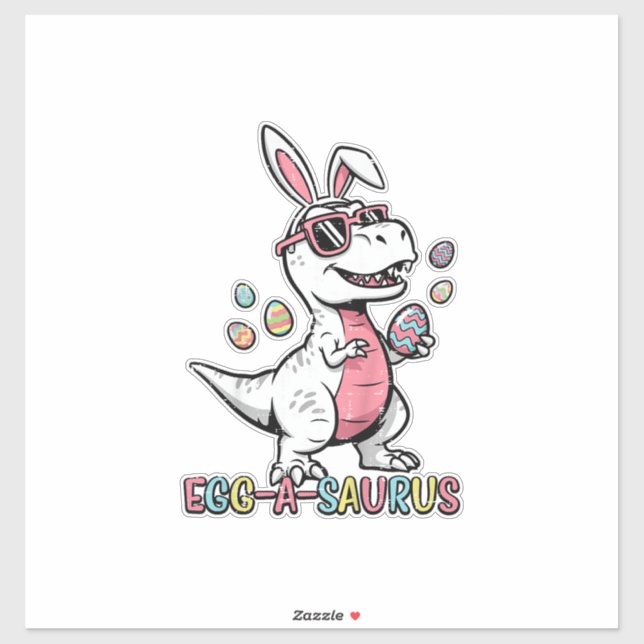 Sticker Kids Easter Dino Bunny Egg A Saurus Trex Bunny Boy (Feuille)