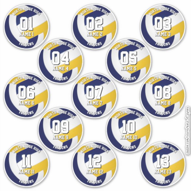 Sticker kids teens navy blue gold volleyball club 13 (Devant)
