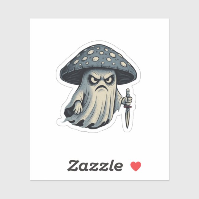 Sticker Killer 'Shroom – Spooky Ghost with Knife  (Feuille)