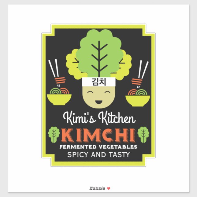 Sticker Kimchi Cuisine Maison Nourriture Fabriquée (Feuille)