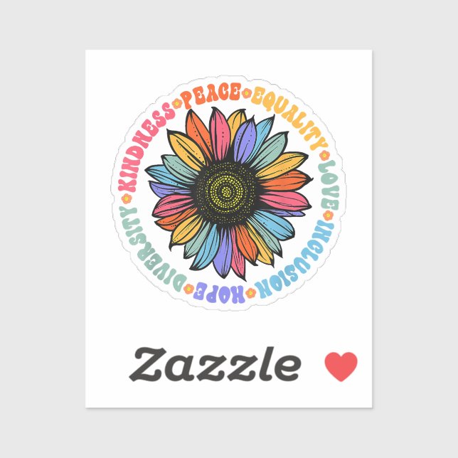 Sticker Kindness Peace Equality Love Hope Diversity Human (Feuille)