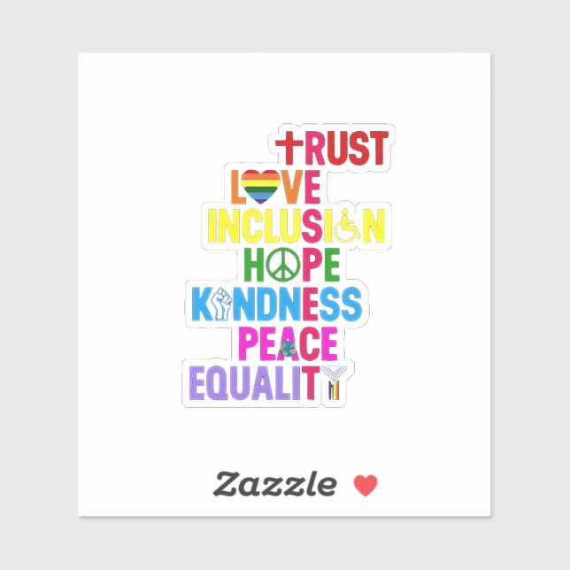 Sticker Kindness Peace Equality Love Inclusion Hope (Feuille)