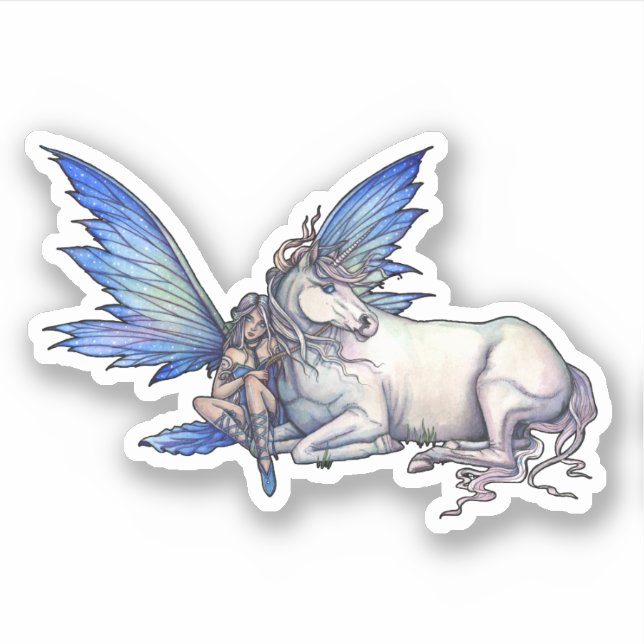Sticker Kindred Fairy et Unicorn Imaginaire Art (Devant)