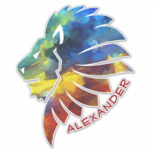 Sticker King of the jungle watercolor name monogram