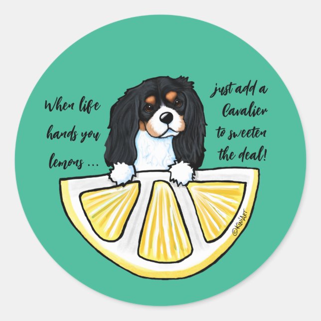 Sticker KiniArt Cavalier Life Lemons Classic Round (Devant)