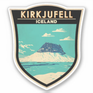 Sticker Kirkjufell Islande Travel Art Vintage
