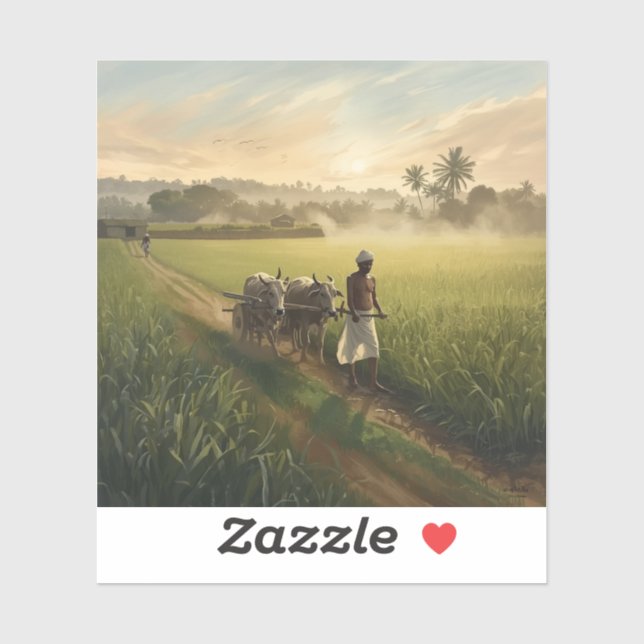 Sticker Kisan Farming Life Painting Images (Feuille)