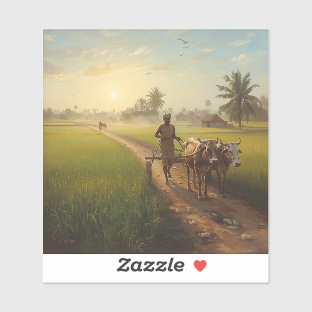 Sticker Kisan Farming Life Painting Images (Feuille)